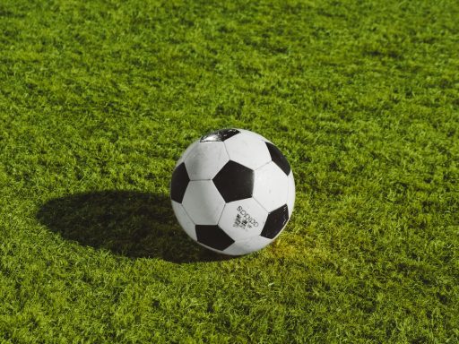 white and black soccer ball on grass field