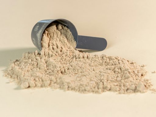a scoop of powder sitting on top of a table