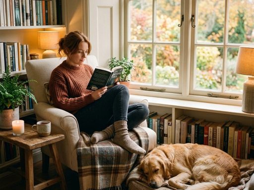 Warme woonkamer in de herfst met condensatie op het raam en een radiator tegen de muur