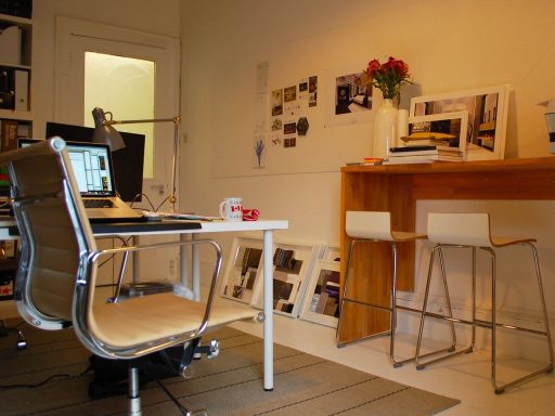Ondernemer achter een computer in een klein kantoor